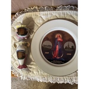 Commemorative Plate St. Mary's Catholic Church With St. Mary's School Cup & Vase